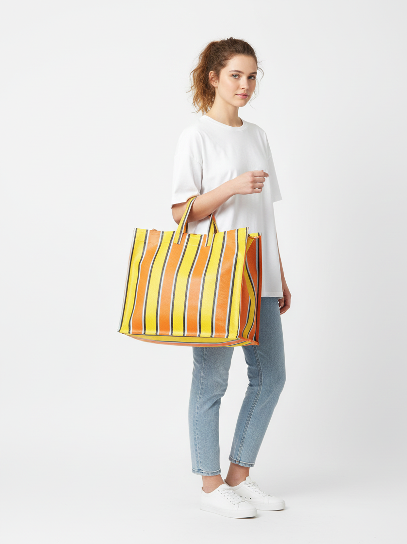 Customised Recycled Nylon Striped(Yellowish Orange) Indian Market